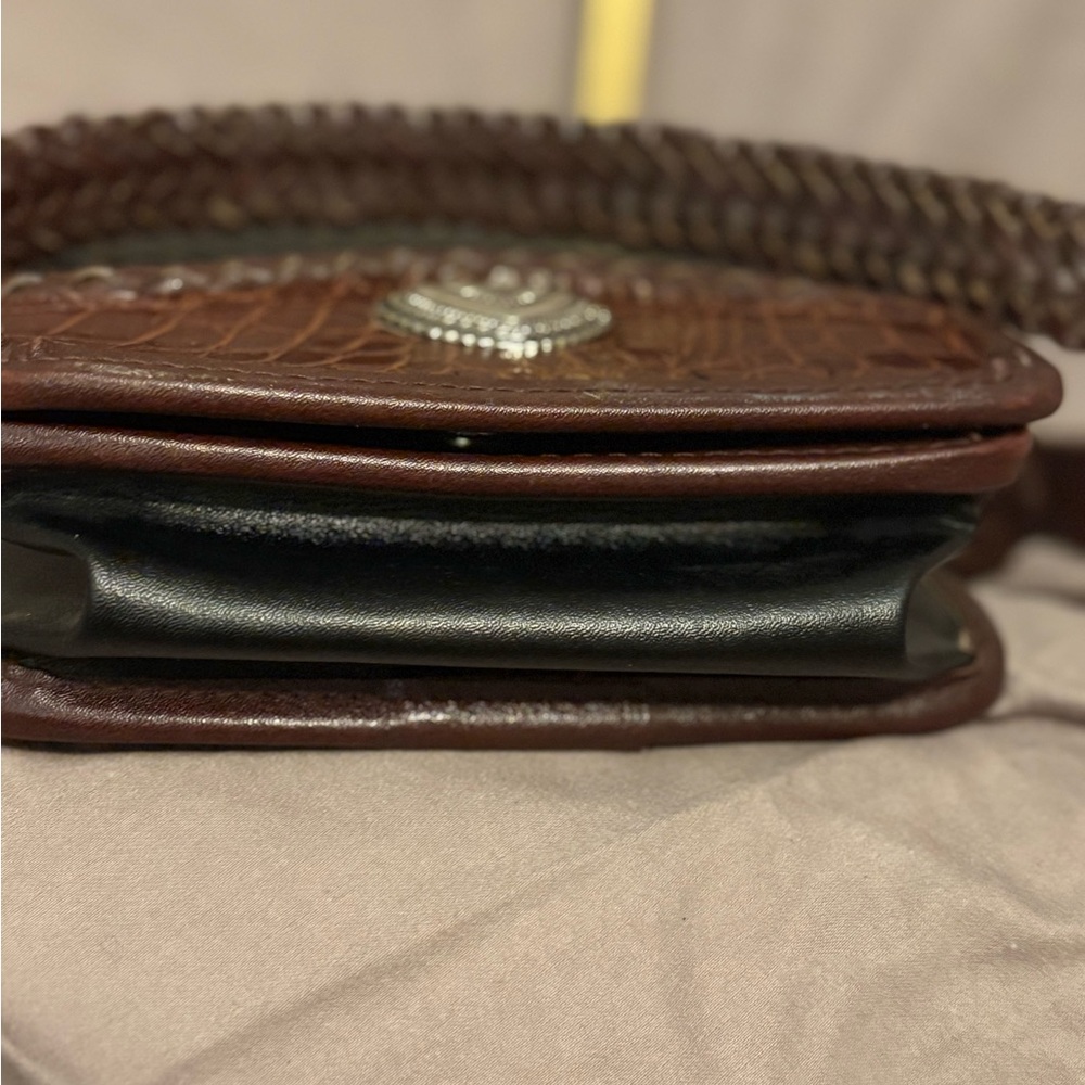 Brighton Brown and Black Woven Crossbody Bag- Retired. Braided Strap. - Picture 6 of 8